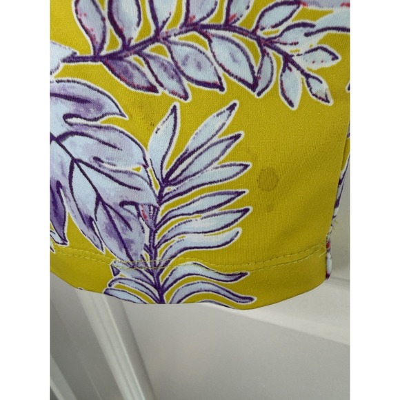 Caribbean Joe Mini Tropical Lightweight T-shirt V-neck Dress Yellow Purple Sz XL - Picture 10 of 10